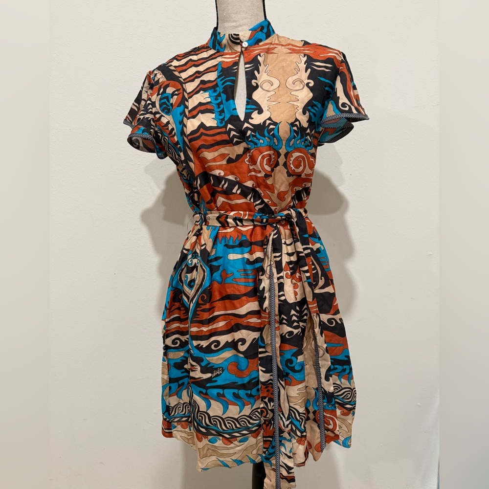 Chufy Samu Mini Dress in Bagha Sky Print - Size Small